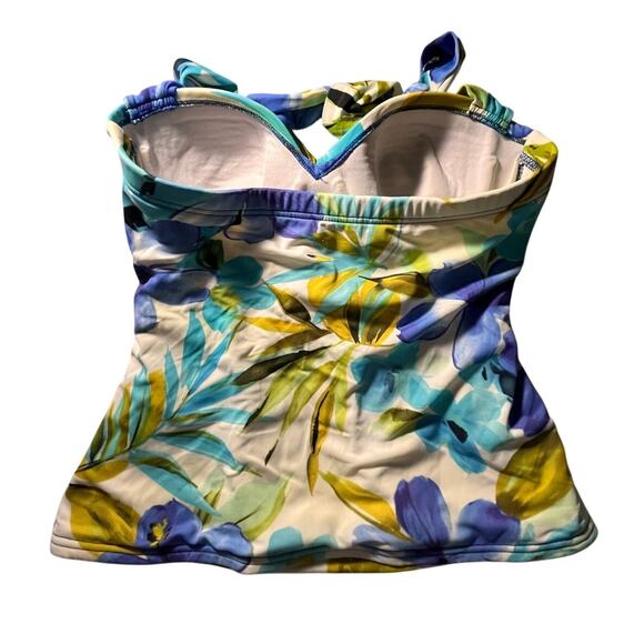 Miraclesuit Halter Tankini Swim Top Size 10 Floral Tropical Padded Bust - Picture 3 of 10